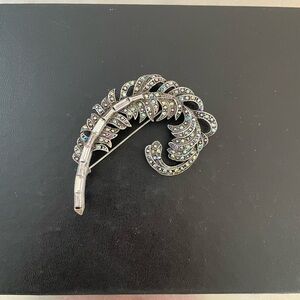 Vintage Silver Feather Brooch